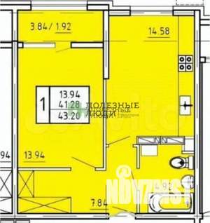 1-к квартира, вторичка, 42м2, 12/24 этаж