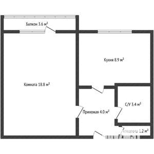1-к квартира, вторичка, 36м2, 5/9 этаж