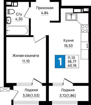 1-к квартира, вторичка, 40м2, 2/9 этаж