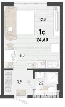 Студия квартира, вторичка, 25м2, 9/24 этаж