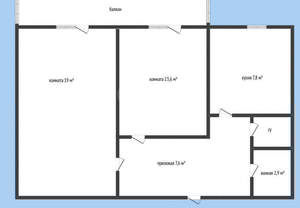 2-к квартира, вторичка, 52м2, 3/5 этаж