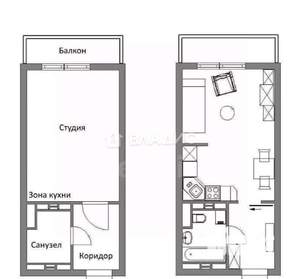 Студия квартира, вторичка, 21м2, 1/3 этаж