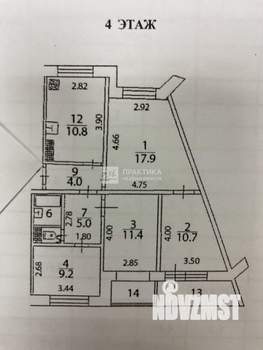 4-к квартира, вторичка, 73м2, 4/9 этаж