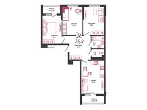 3-к квартира, вторичка, 73м2, 19/23 этаж