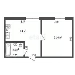 1-к квартира, вторичка, 25м2, 4/4 этаж