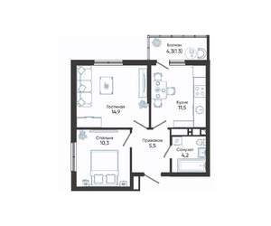 2-к квартира, вторичка, 48м2, 11/24 этаж