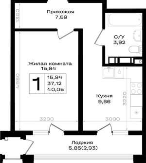 1-к квартира, вторичка, 40м2, 4/9 этаж