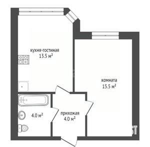 1-к квартира, вторичка, 37м2, 6/16 этаж