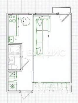 1-к квартира, вторичка, 30м2, 2/9 этаж
