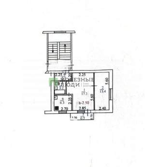 2-к квартира, вторичка, 43м2, 5/5 этаж