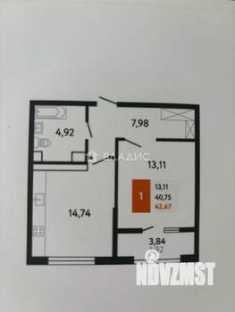 1-к квартира, вторичка, 43м2, 11/25 этаж