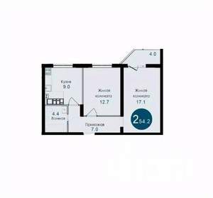 2-к квартира, вторичка, 54м2, 4/14 этаж