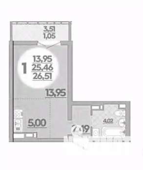 Студия квартира, вторичка, 27м2, 4/16 этаж