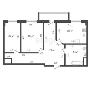 2-к квартира, вторичка, 74м2, 1/4 этаж