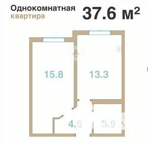 1-к квартира, вторичка, 38м2, 3/8 этаж