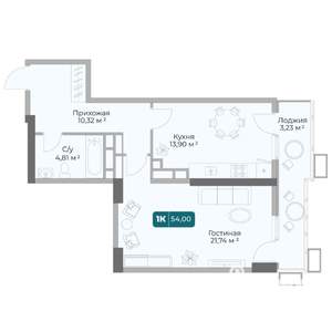 1-к квартира, вторичка, 54м2, 5/17 этаж