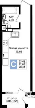 Студия квартира, вторичка, 29м2, 3/9 этаж