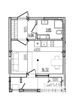Студия квартира, вторичка, 25м2, 5/9 этаж