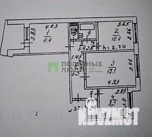 3-к квартира, вторичка, 66м2, 9/10 этаж