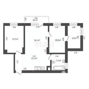 3-к квартира, вторичка, 67м2, 2/2 этаж