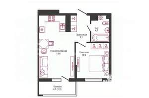 2-к квартира, вторичка, 42м2, 6/23 этаж