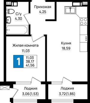 1-к квартира, вторичка, 42м2, 2/18 этаж