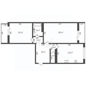 2-к квартира, вторичка, 65м2, 15/16 этаж