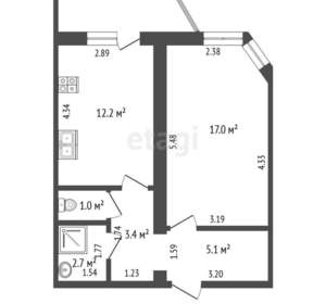 1-к квартира, вторичка, 41м2, 11/14 этаж