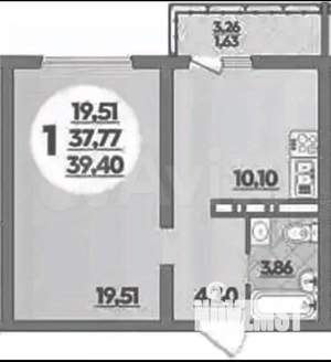 1-к квартира, вторичка, 40м2, 4/16 этаж