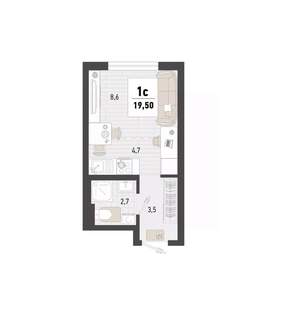 Студия квартира, вторичка, 20м2, 4/15 этаж