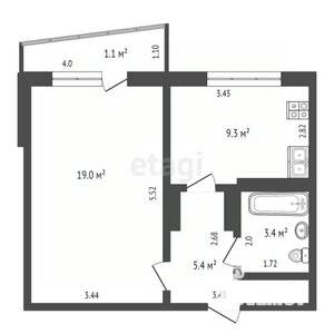 1-к квартира, вторичка, 37м2, 4/10 этаж