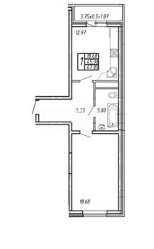 1-к квартира, сданный дом, 48м2, 11/12 этаж