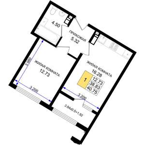 1-к квартира, вторичка, 41м2, 8/8 этаж