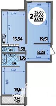 2-к квартира, строящийся дом, 67м2, 3/16 этаж