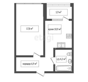 1-к квартира, вторичка, 40м2, 3/20 этаж