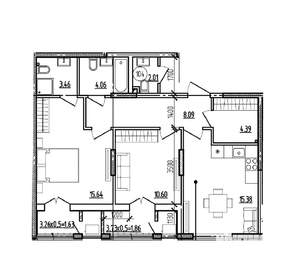 2-к квартира, вторичка, 65м2, 1/9 этаж