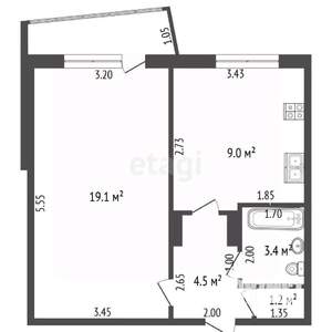 1-к квартира, вторичка, 37м2, 1/9 этаж