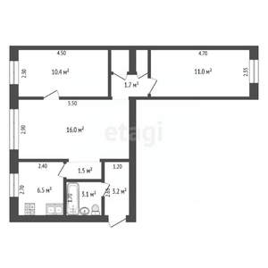 3-к квартира, вторичка, 55м2, 1/5 этаж