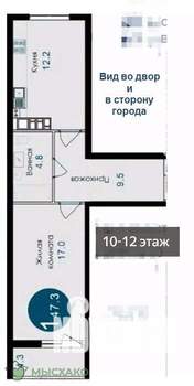 1-к квартира, вторичка, 47м2, 12/14 этаж