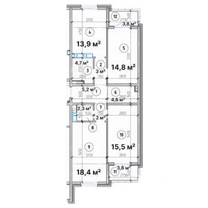 3-к квартира, вторичка, 92м2, 2/16 этаж