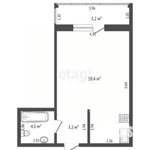 Студия квартира, вторичка, 26м2, 23/23 этаж
