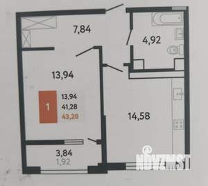 1-к квартира, вторичка, 43м2, 16/25 этаж