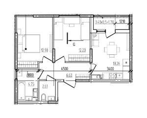 2-к квартира, вторичка, 54м2, 8/9 этаж
