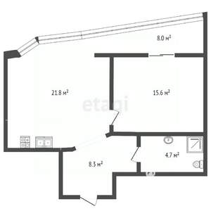 1-к квартира, вторичка, 50м2, 17/21 этаж