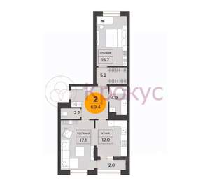 2-к квартира, вторичка, 68м2, 3/20 этаж