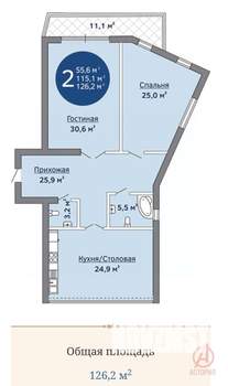2-к квартира, вторичка, 126м2, 16/18 этаж