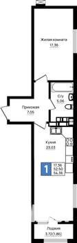 1-к квартира, вторичка, 54м2, 15/18 этаж