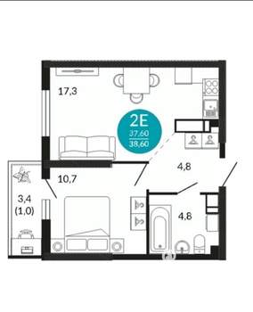 1-к квартира, сданный дом, 39м2, 23/23 этаж