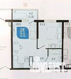 2-к квартира, сданный дом, 40м2, 19/23 этаж