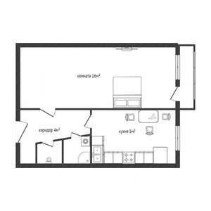 1-к квартира, вторичка, 30м2, 4/5 этаж